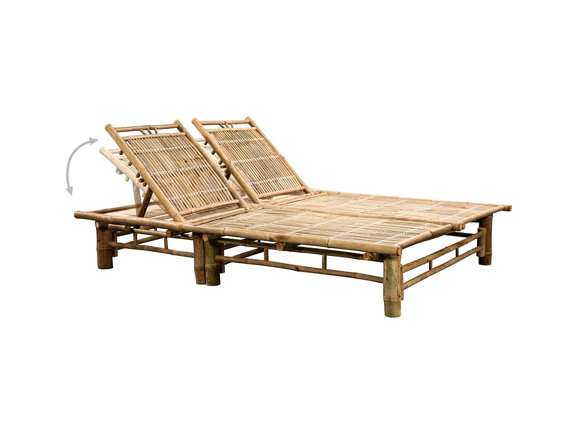 Bamboe chaise longue voor 2 personen met kussens