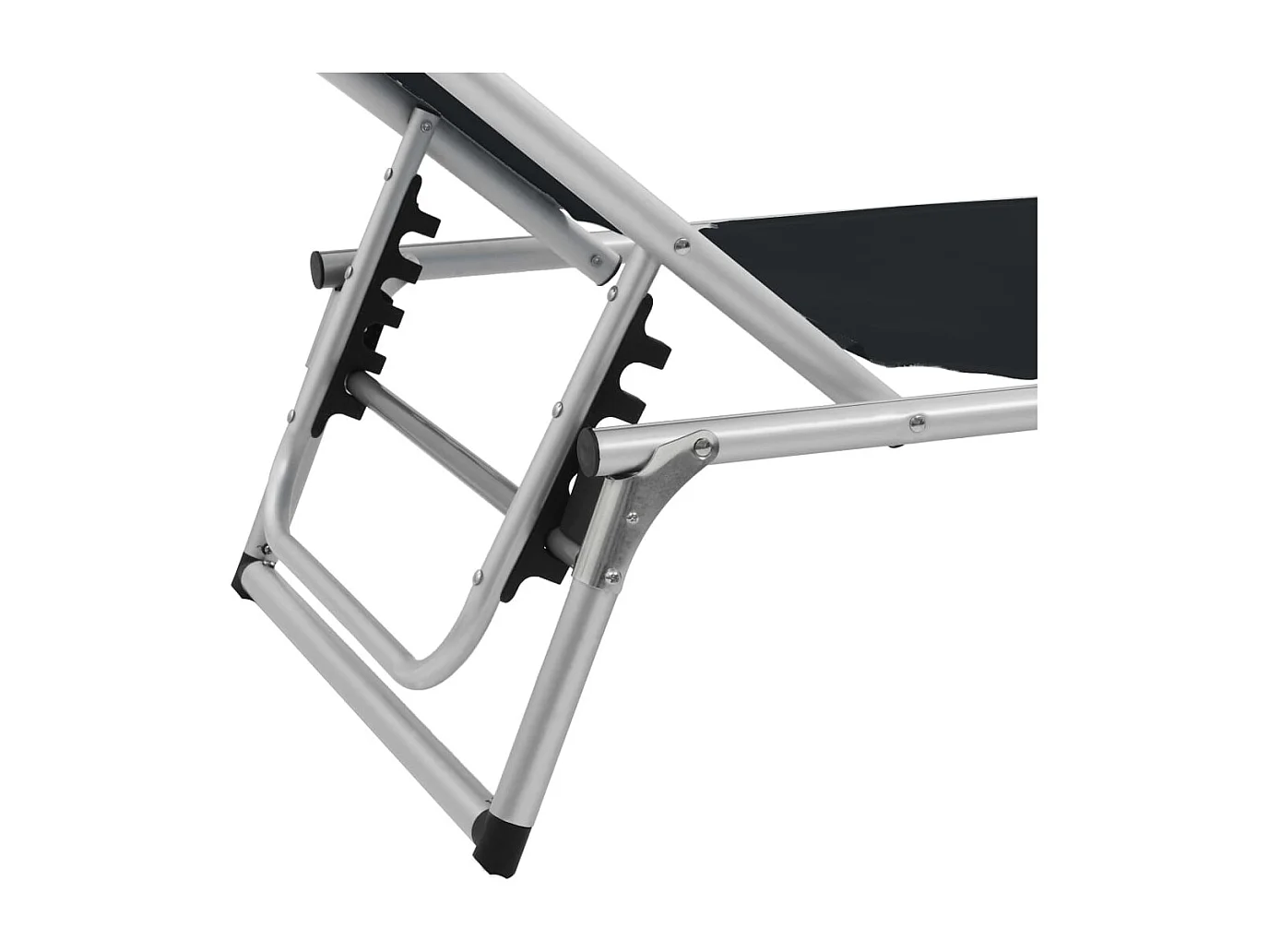 Sedia a sdraio pieghevole con tetto in alluminio e textilene nero