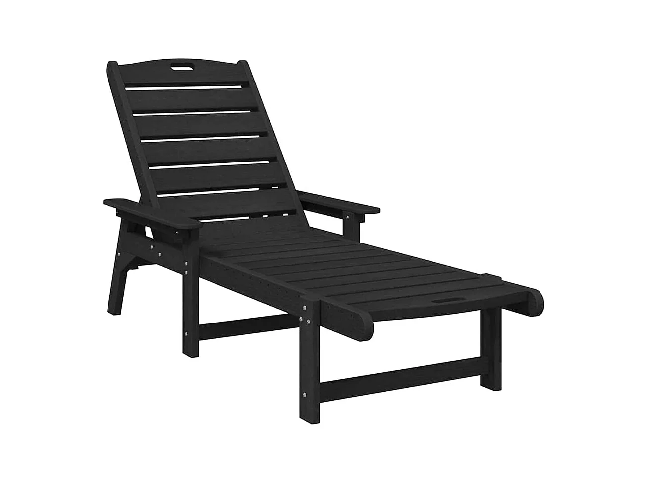 Chaises longues 2 pcs noires 162 x 53 x 98,5 cm HDPE