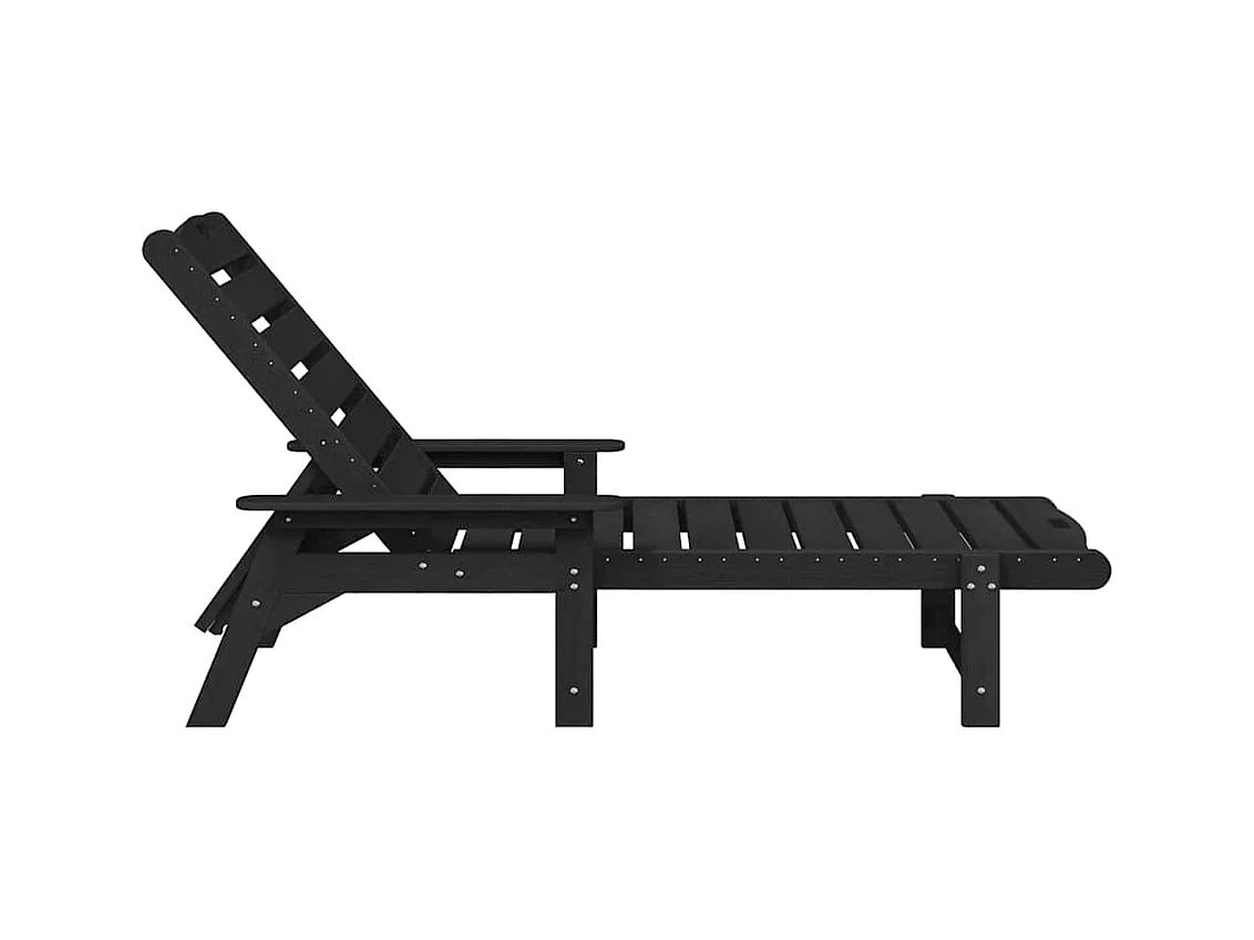 Chaises longues 2 pcs noires 162 x 53 x 98,5 cm HDPE