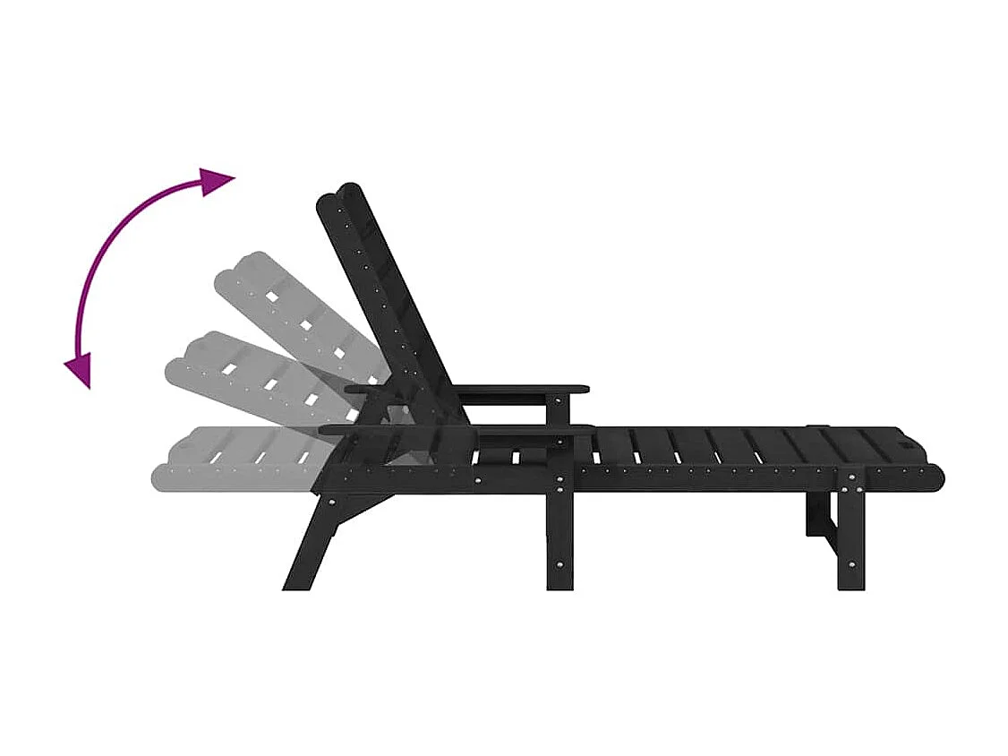 Chaises longues 2 pcs noires 162 x 53 x 98,5 cm HDPE