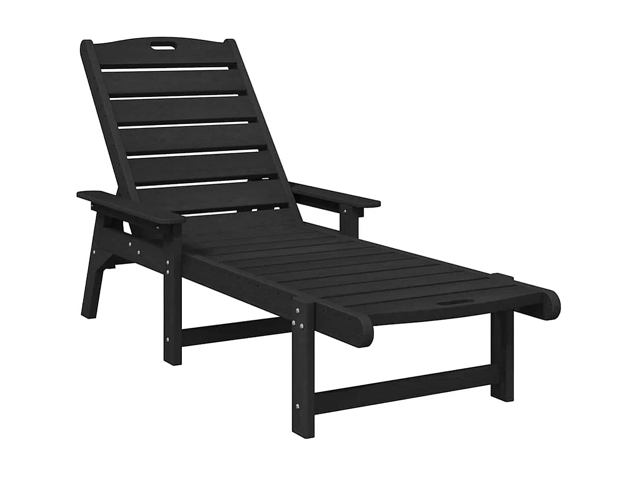 Chaises longues 2 pcs noires 162 x 53 x 98,5 cm HDPE