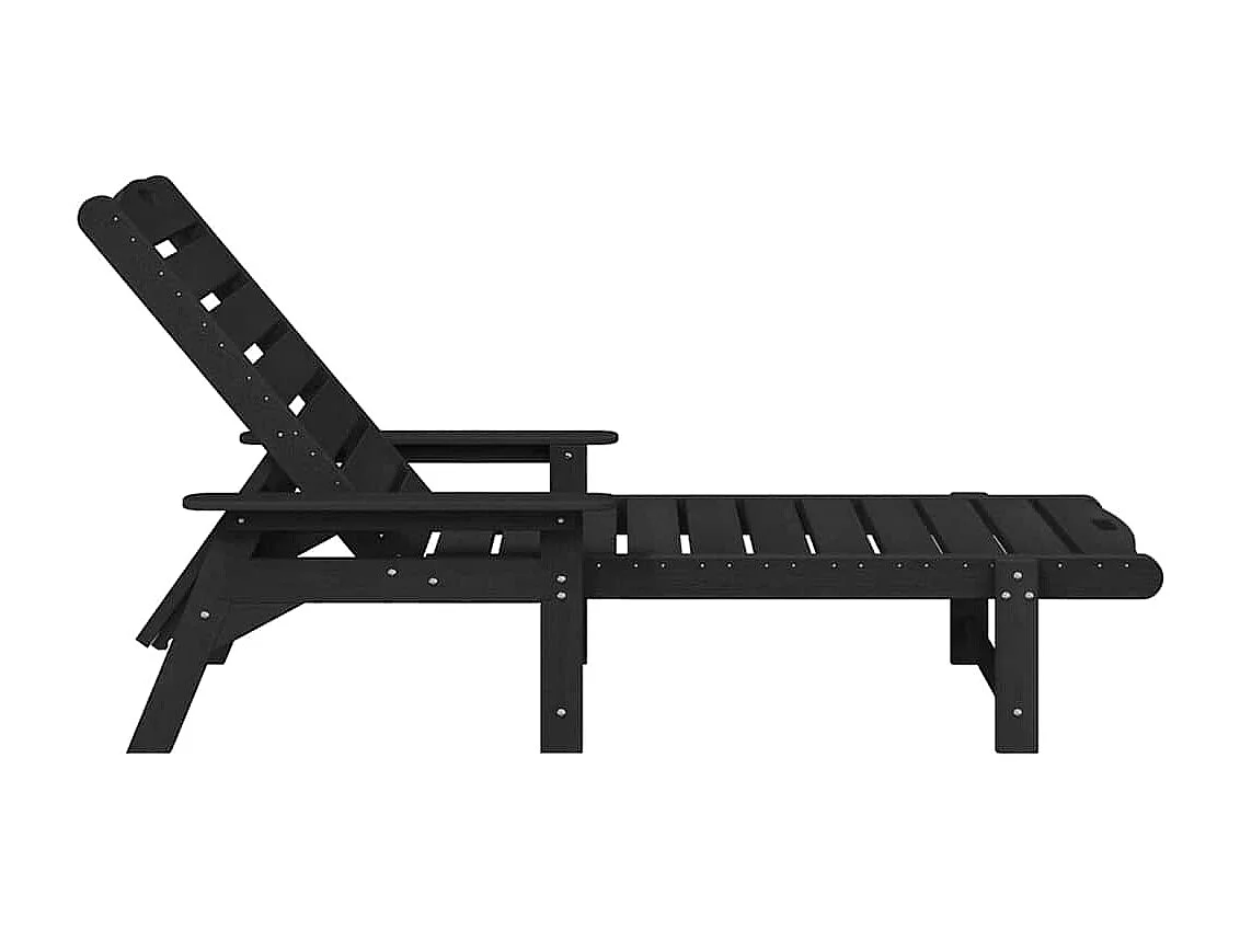 Chaises longues 2 pcs noires 162 x 53 x 98,5 cm HDPE