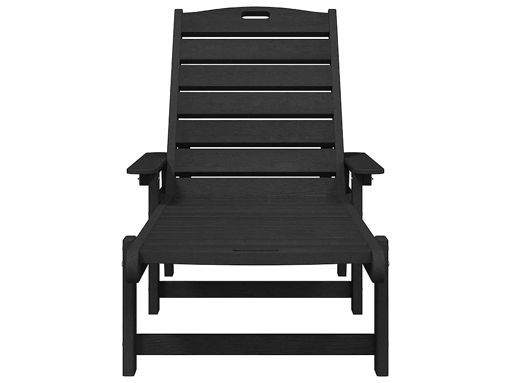 Chaises longues 2 pcs noires 162 x 53 x 98,5 cm HDPE