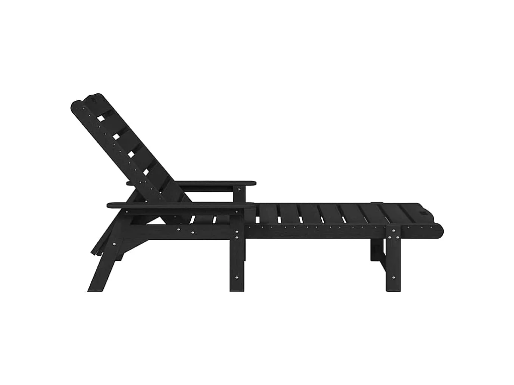 Chaises longues 2 pcs noires 162 x 53 x 98,5 cm HDPE