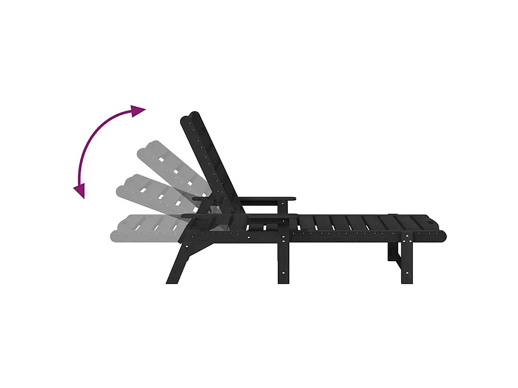 Chaises longues 2 pcs noires 162 x 53 x 98,5 cm HDPE