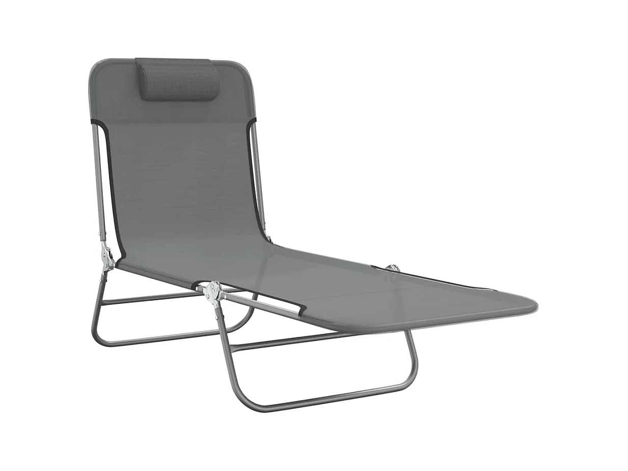 Opvouwbare ligstoelen set van 2, grijs textileen en staal