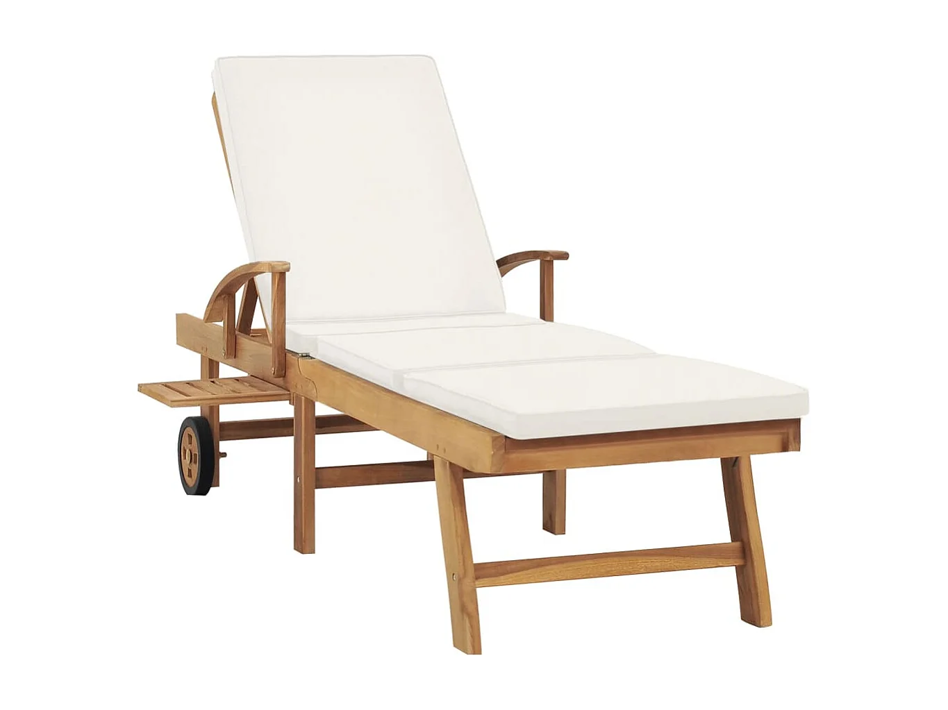 Poltrona con cuscino in legno massello di teak color crema