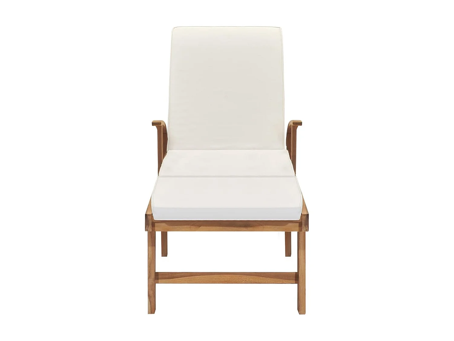 Poltrona con cuscino in legno massello di teak color crema