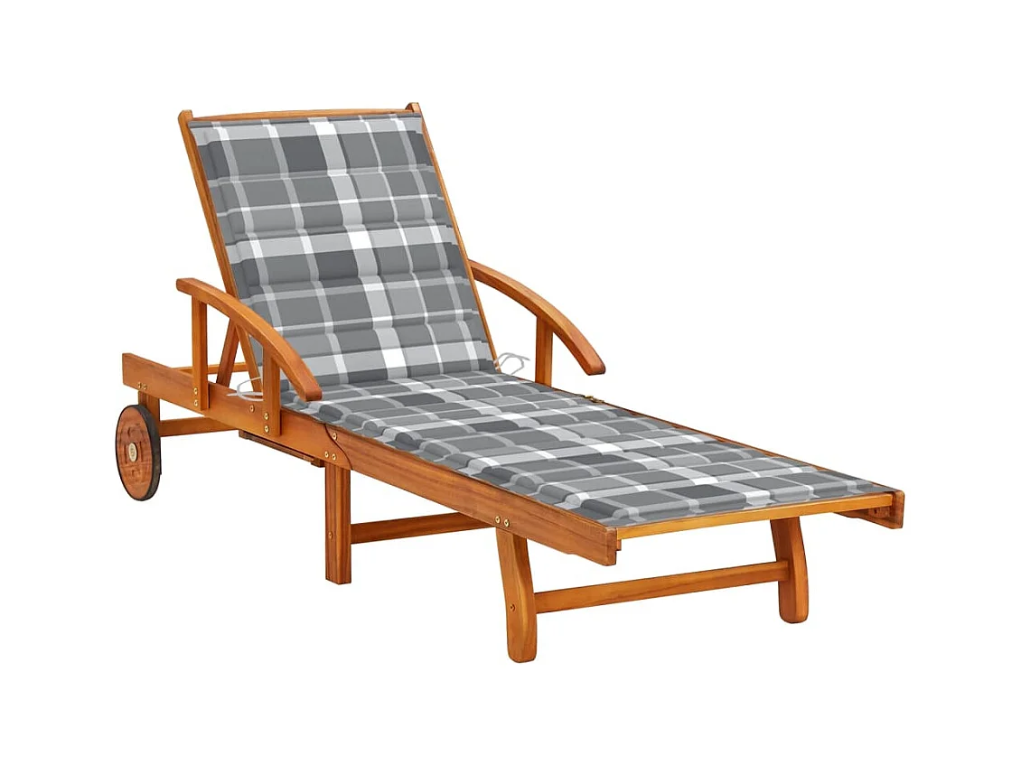 Chaise longue de jardin avec coussin Bois d'acacia solide