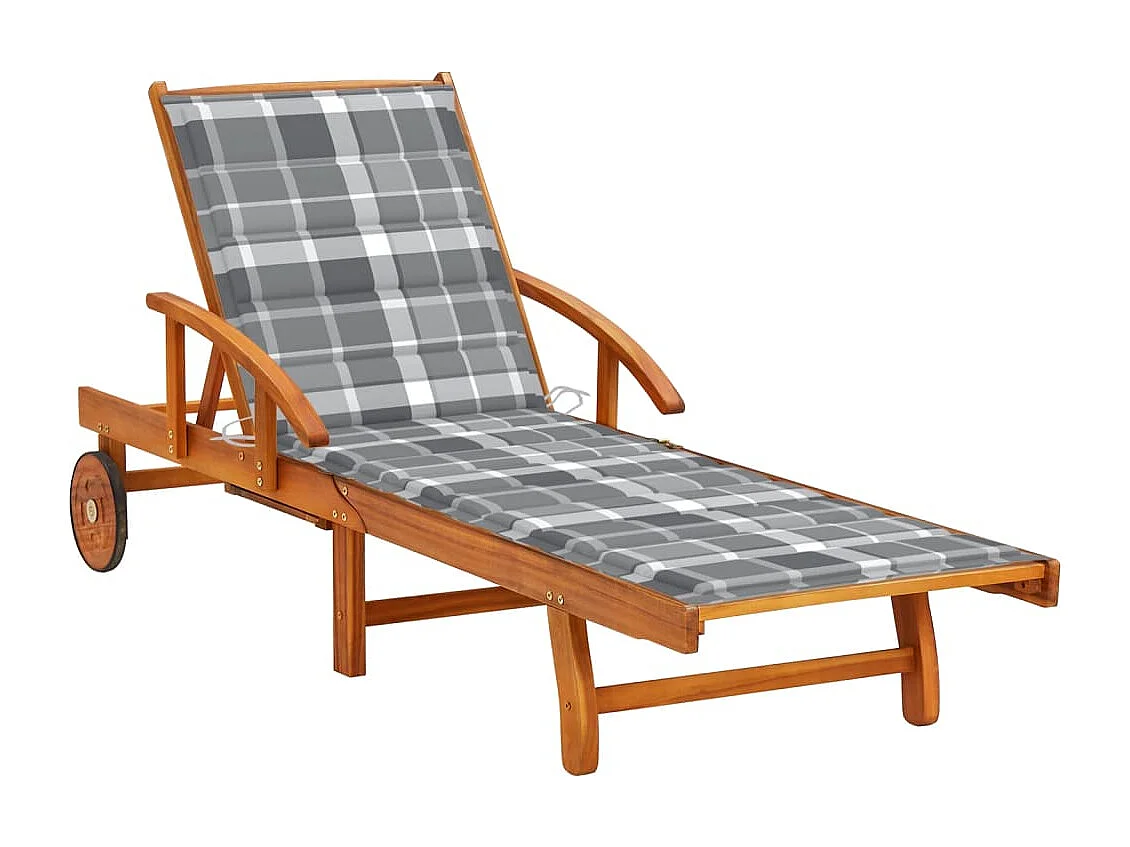Chaise longue de jardin avec coussin Bois d'acacia solide