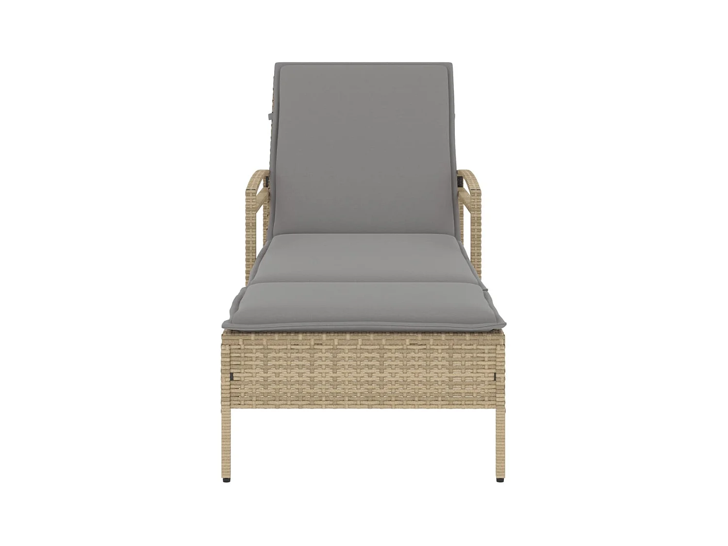 Chaise longue met beige kussen 63x200x81 cm geweven hars