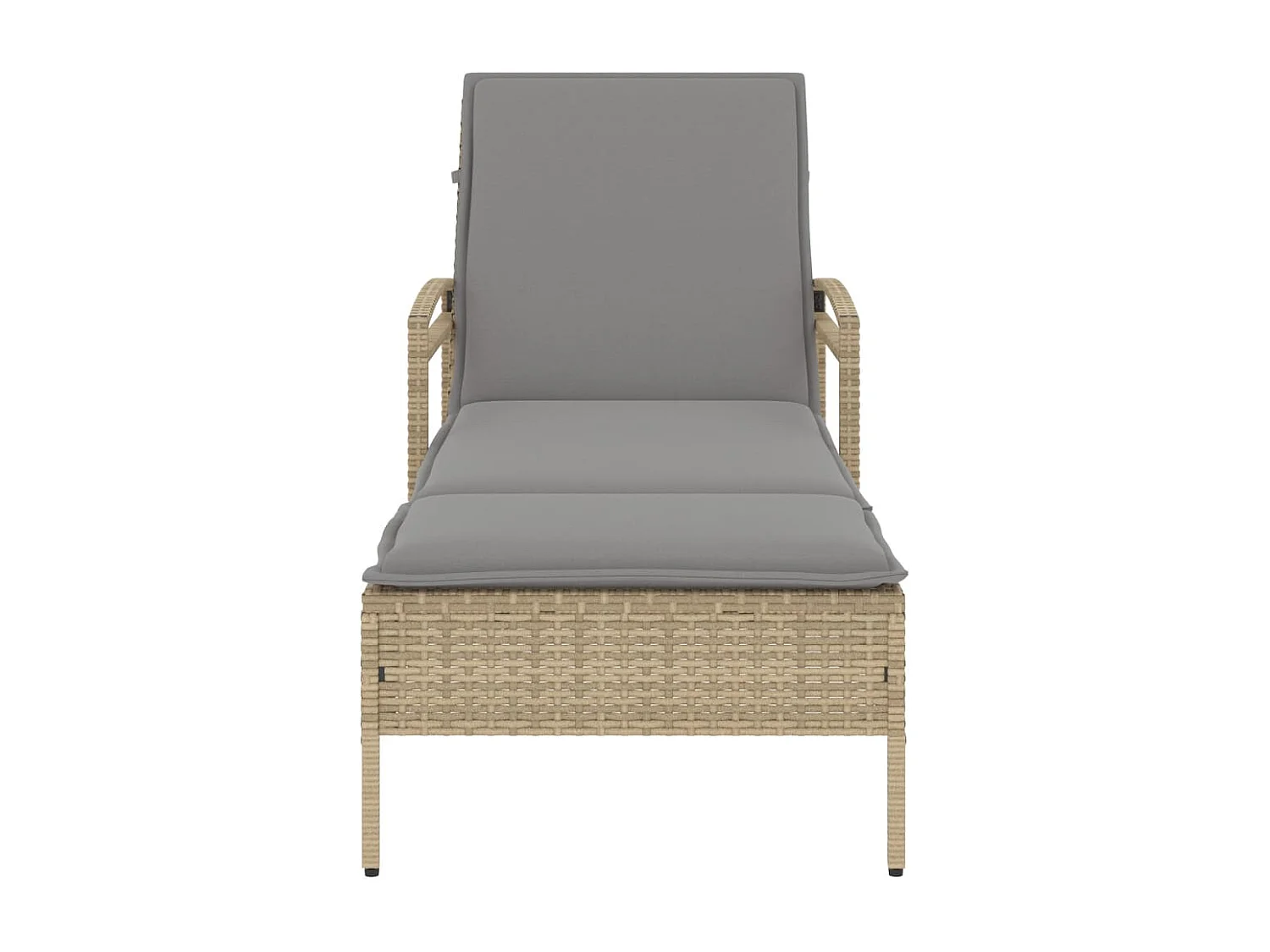 Chaise longue con cojín beige 63x200x81 cm resina tejida