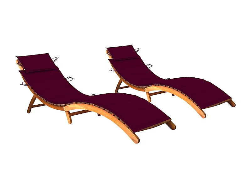 Conjunto de 2 sillones con cojines Madera maciza de acacia