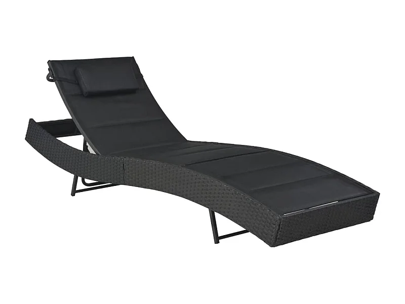 Sillón de resina trenzada y textilene, color negro.