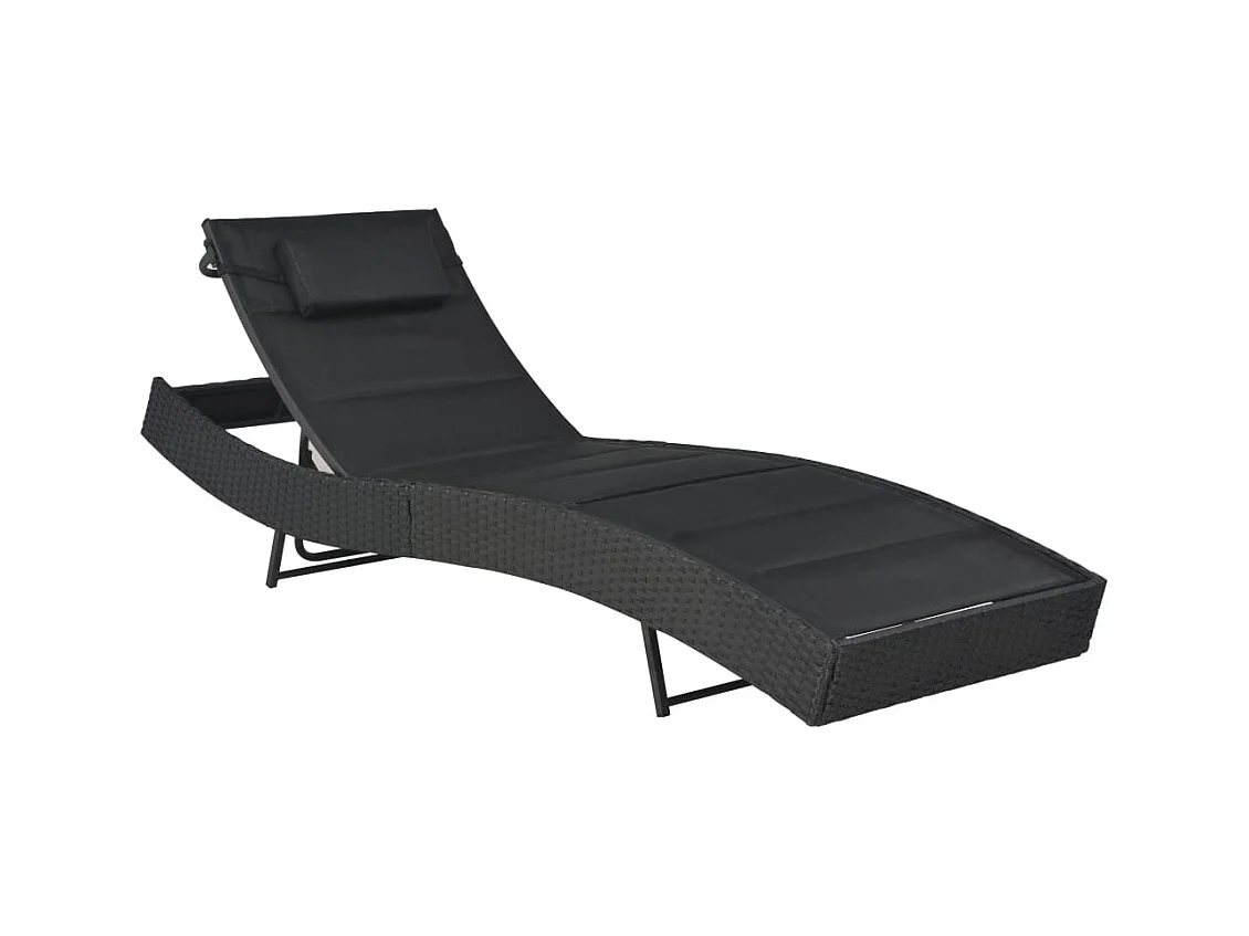 Sillón de resina trenzada y textilene, color negro.