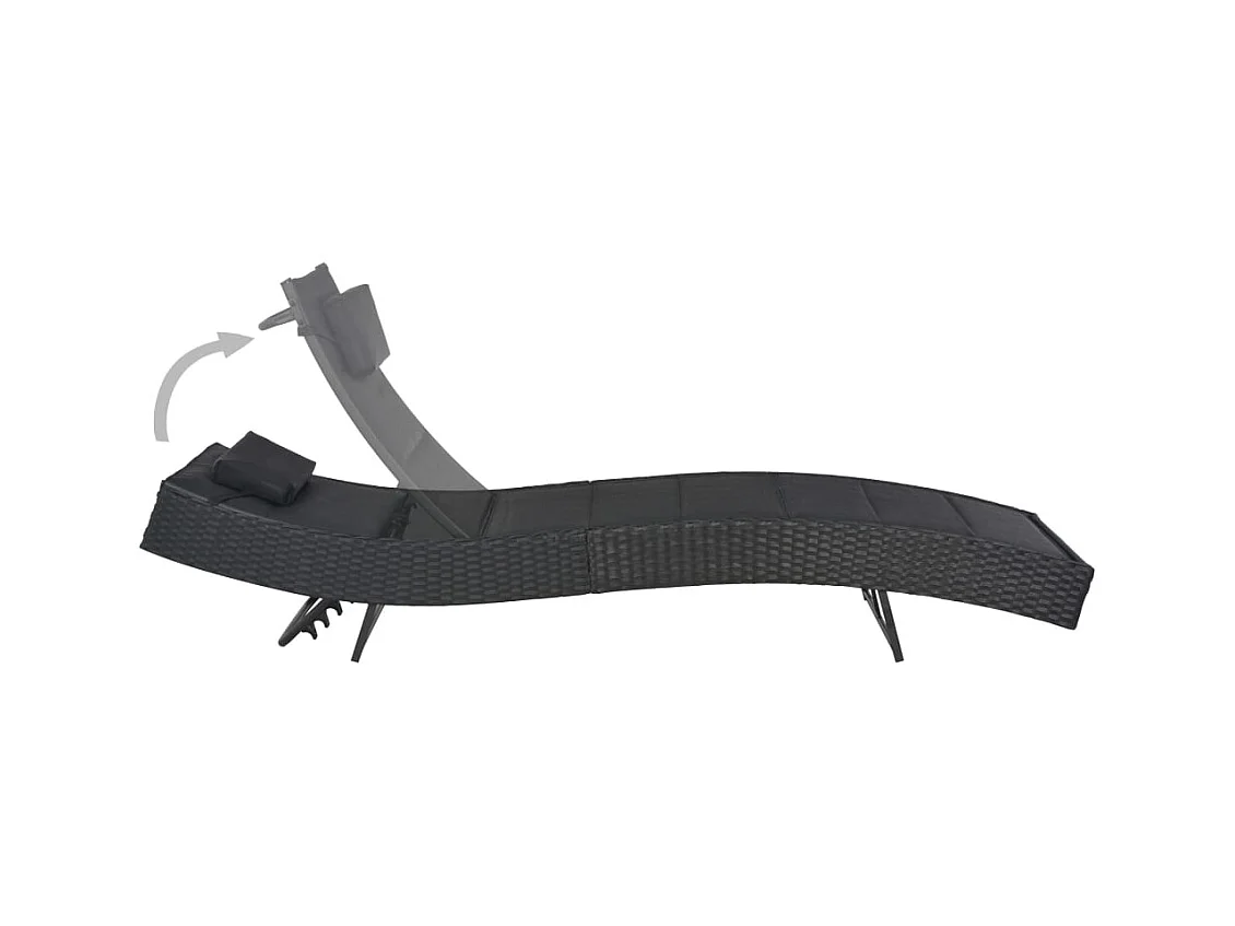 Sillón de resina trenzada y textilene, color negro.