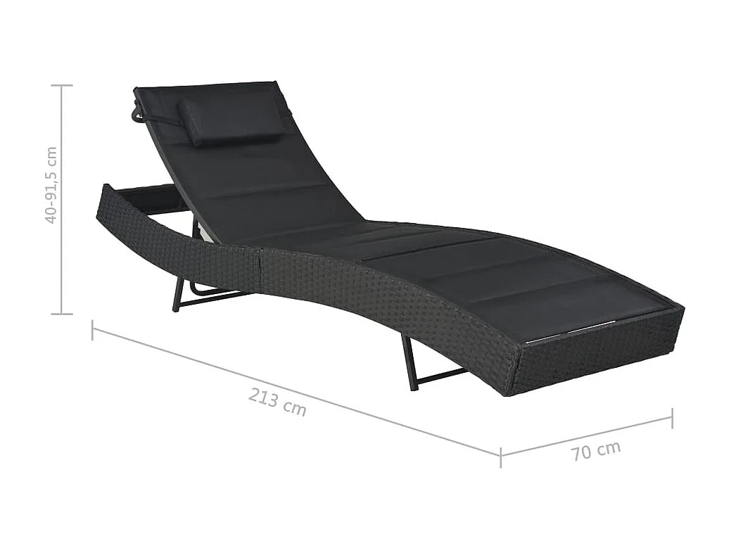 Poltrona in resina intrecciata e textilene, nera