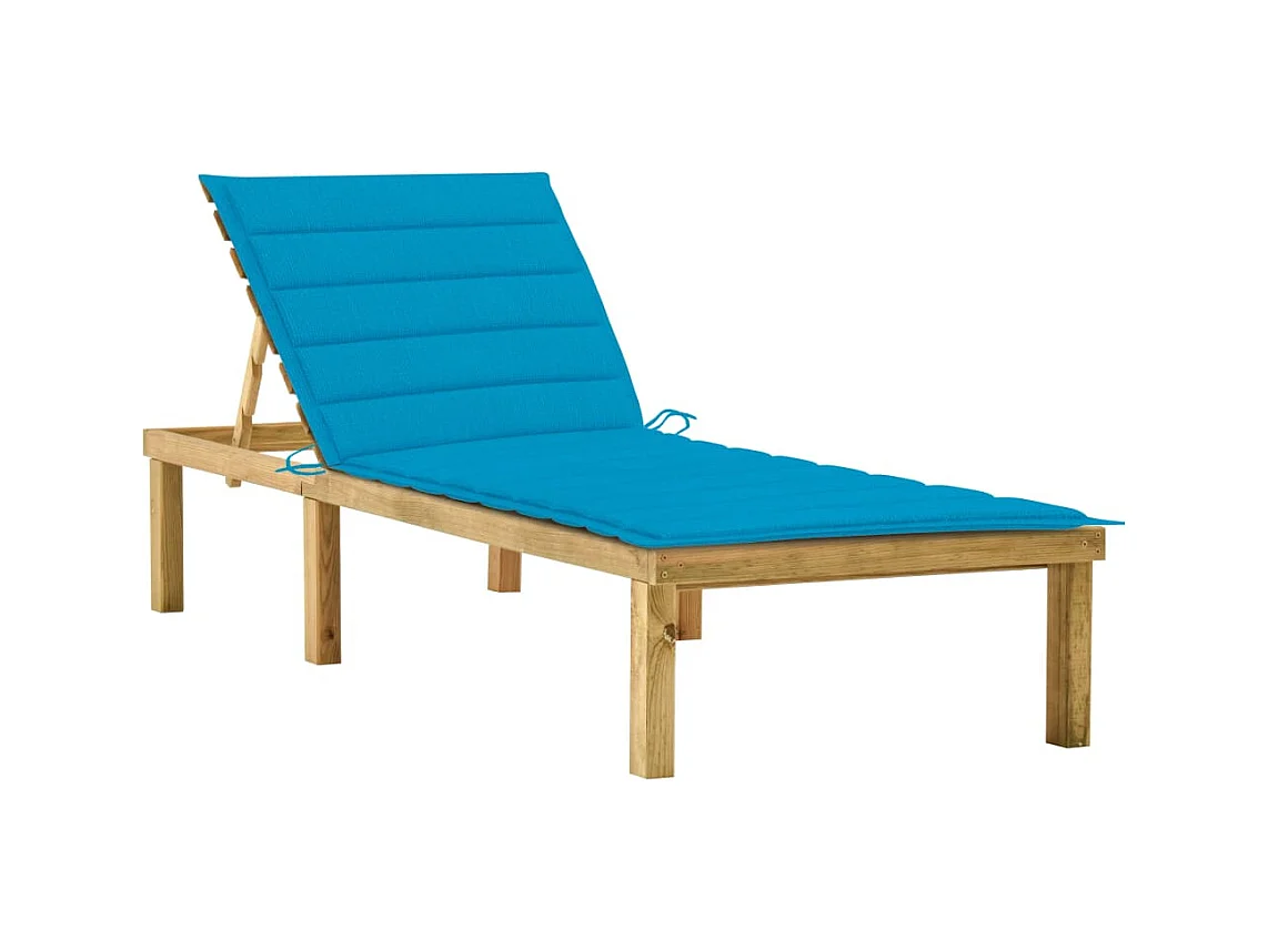 Chaise longue avec coussin bleu Bois de pin imprégné