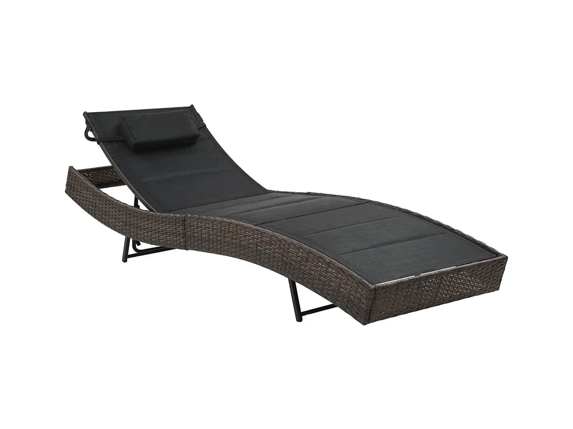 Loungestoel van geweven hars en textileen, bruin