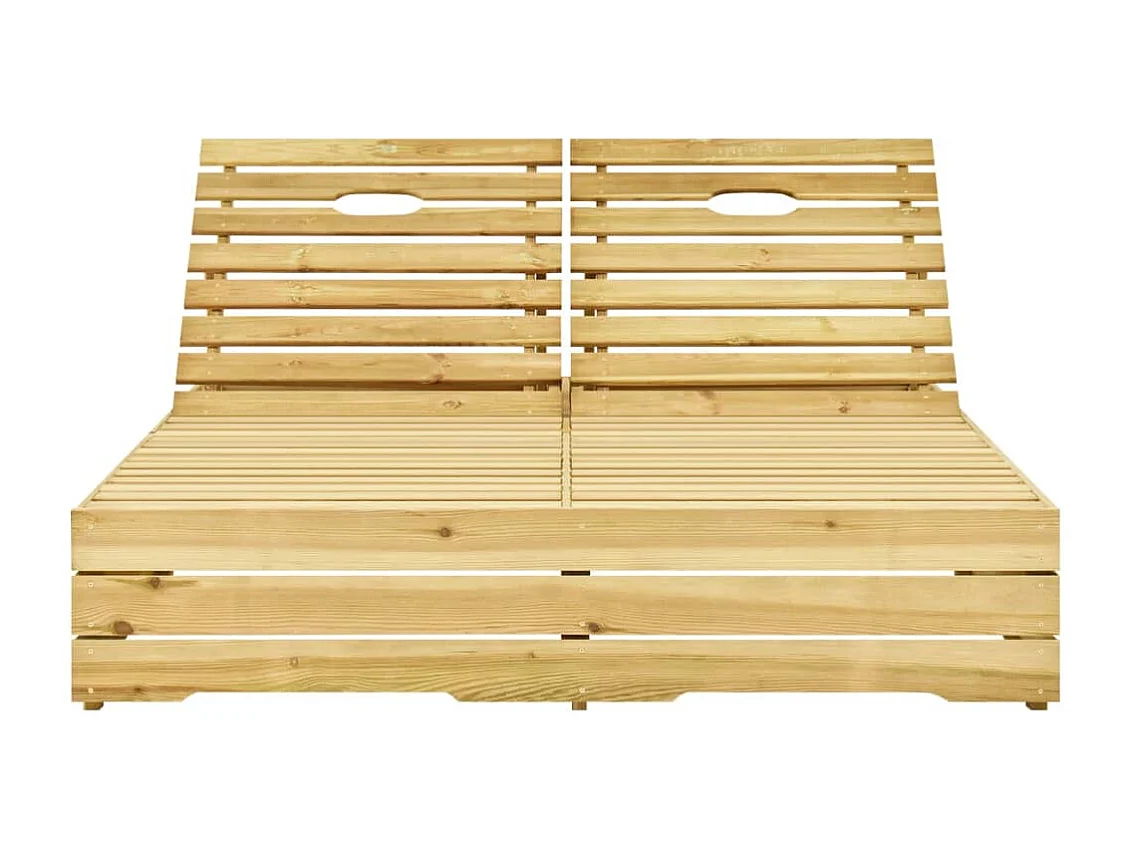 Chaise longue double et coussins vert Bois de pin imprégné