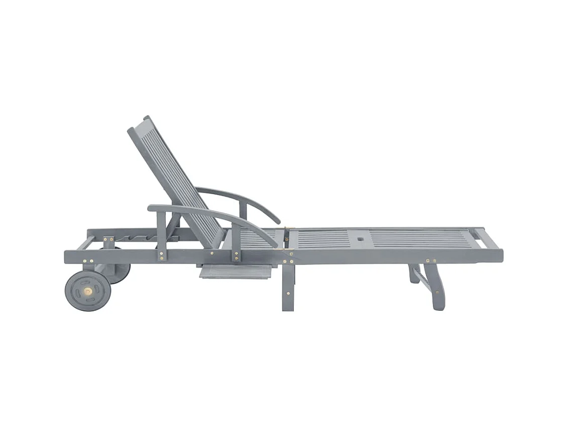 Chaise longue de jardin Gris Bois d'acacia solide