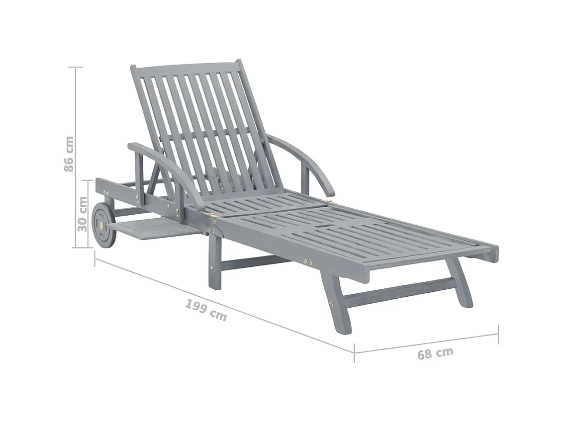 Chaise longue de jardin Gris Bois d'acacia solide