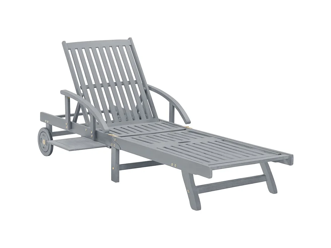 Chaise longue de jardin Gris Bois d'acacia solide