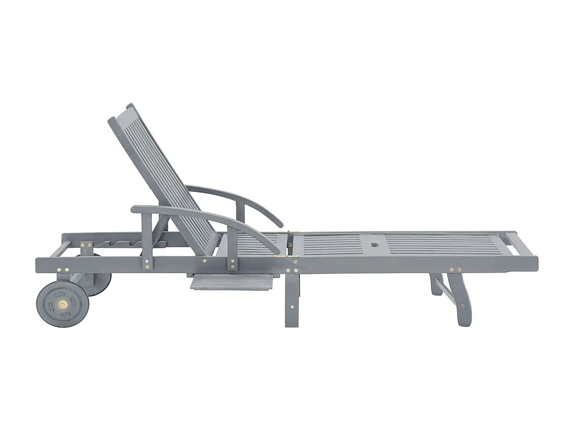 Chaise longue de jardin Gris Bois d'acacia solide