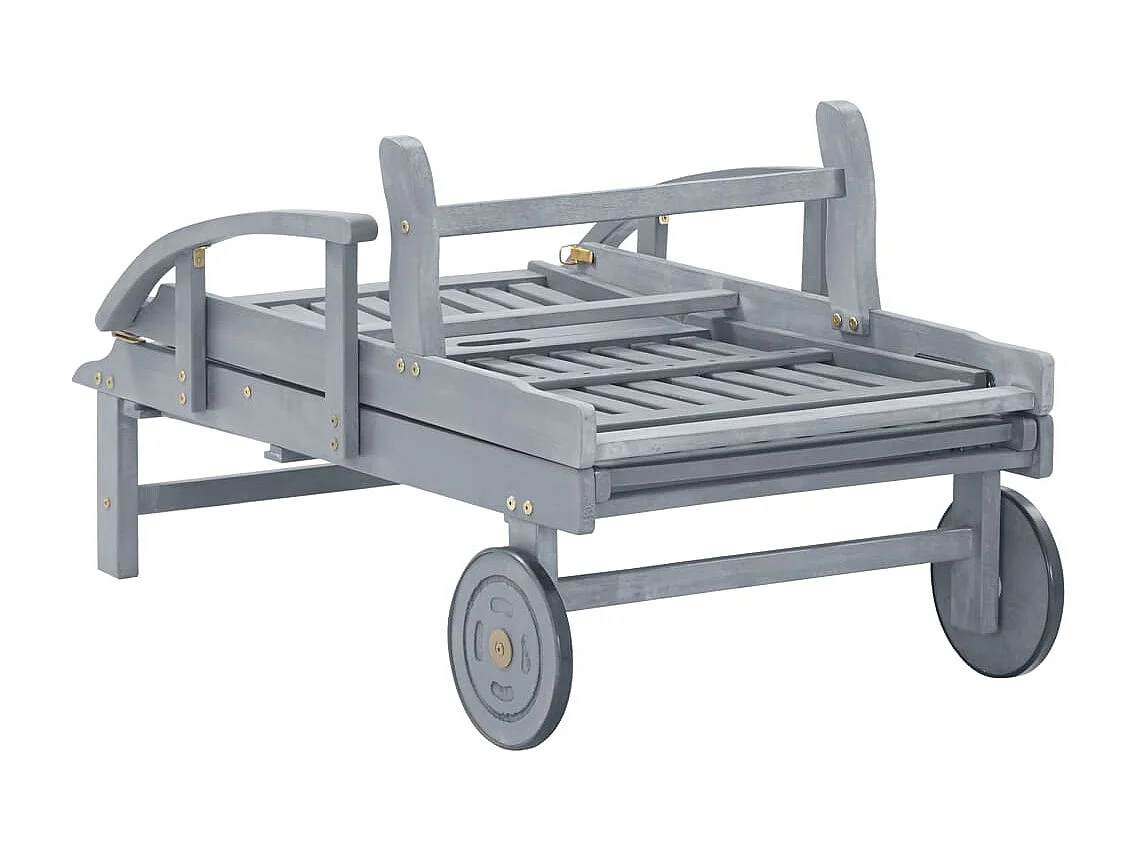 Chaise longue de jardin Gris Bois d'acacia solide