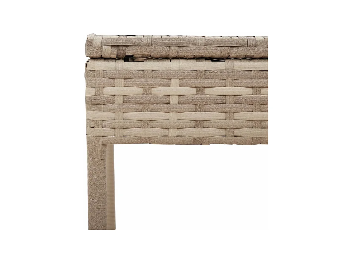 Chaise longue con mesa y cojín de resina tejida beige