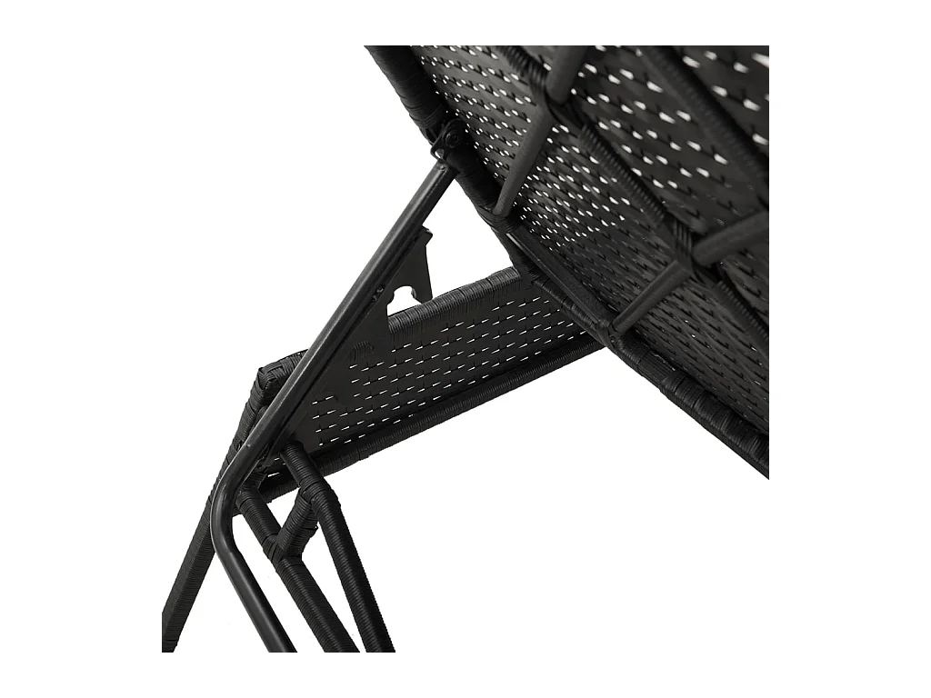 Set van 2 ligstoelen met zwarte kunsthars rieten tafel