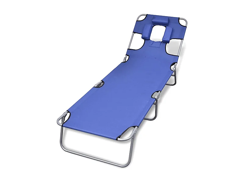 Chaise longue met hoofdkussen Poedergecoat staal Blauw