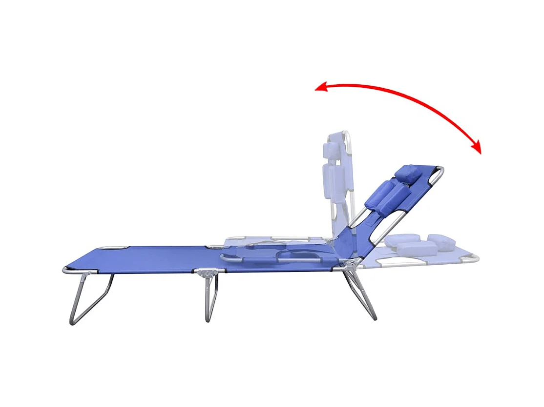 Chaise longue met hoofdkussen Poedergecoat staal Blauw