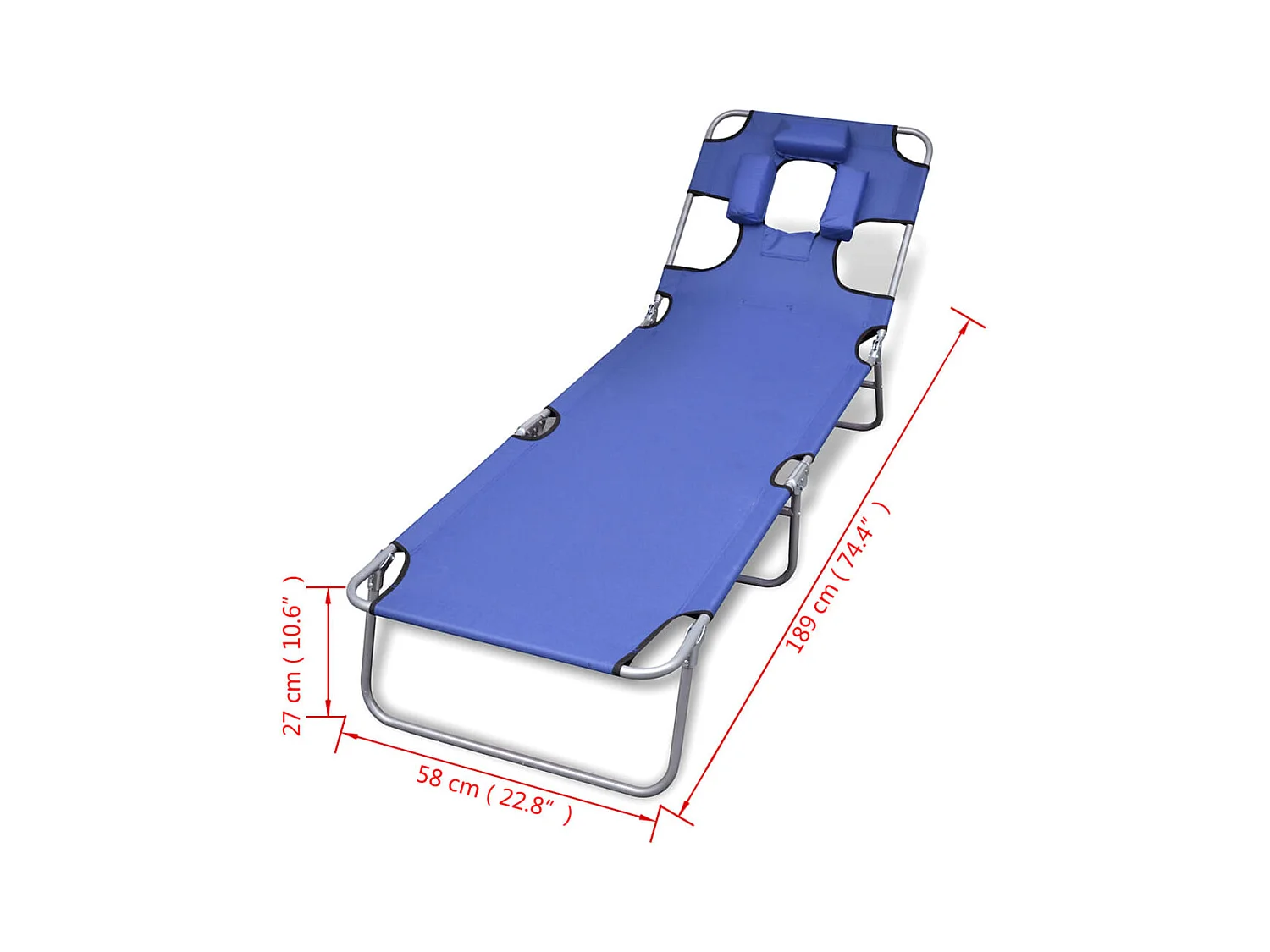 Chaise longue met hoofdkussen Poedergecoat staal Blauw