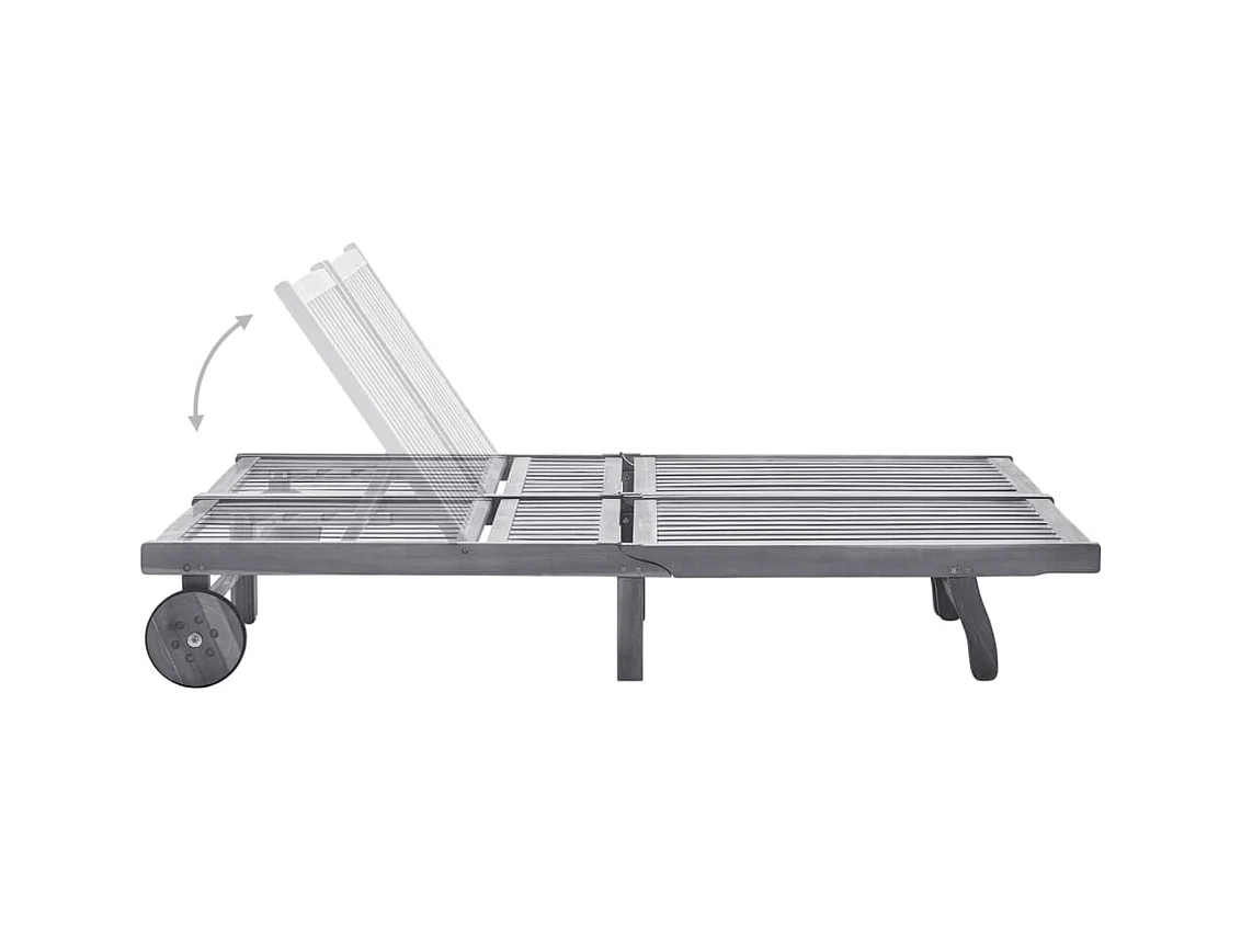 Chaise longue de jardin 2 places avec coussin Gris Acacia