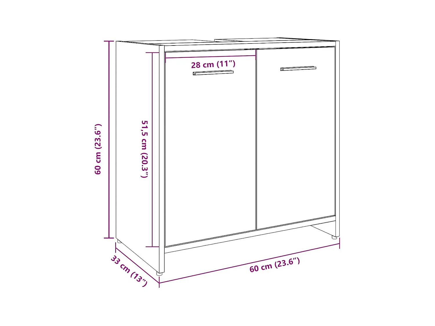 Armoire lavabo de salle de bain gris béton 60x33x60 cm