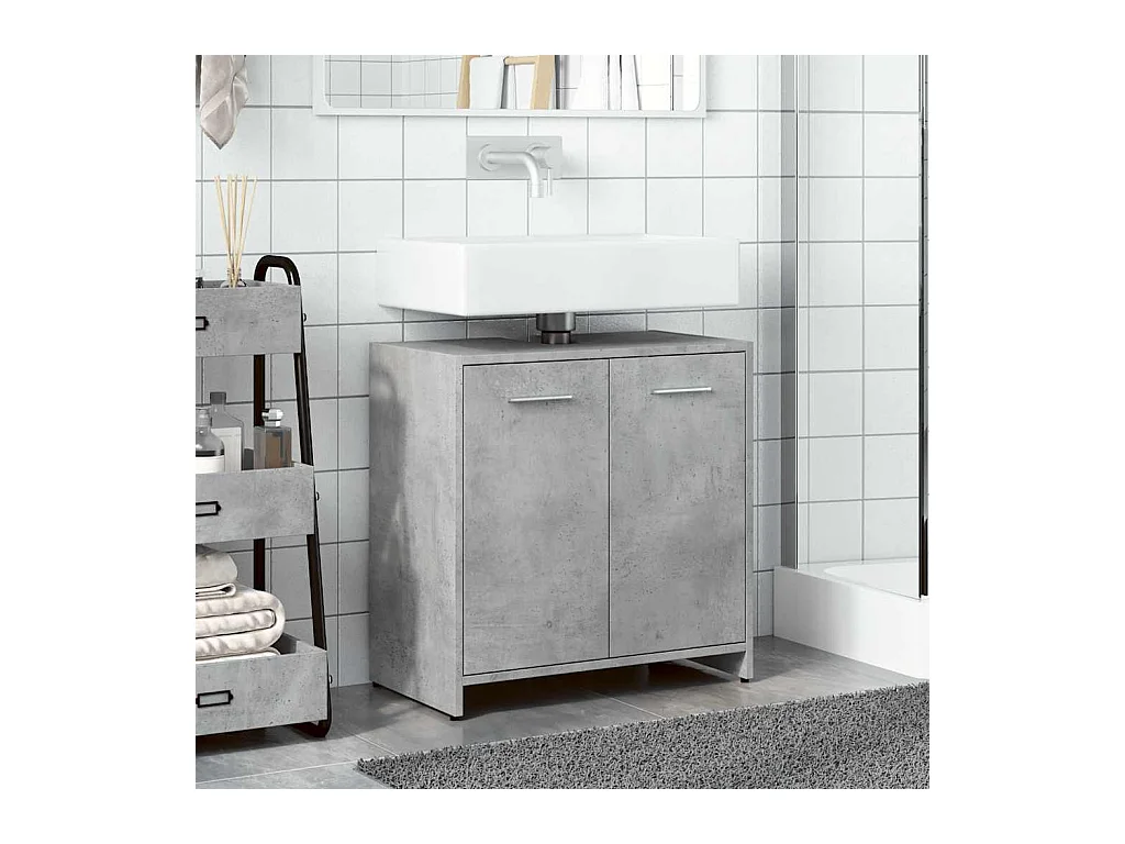 Armoire lavabo de salle de bain gris béton 60x33x60 cm