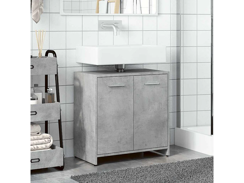 Armoire lavabo de salle de bain gris béton 60x33x60 cm