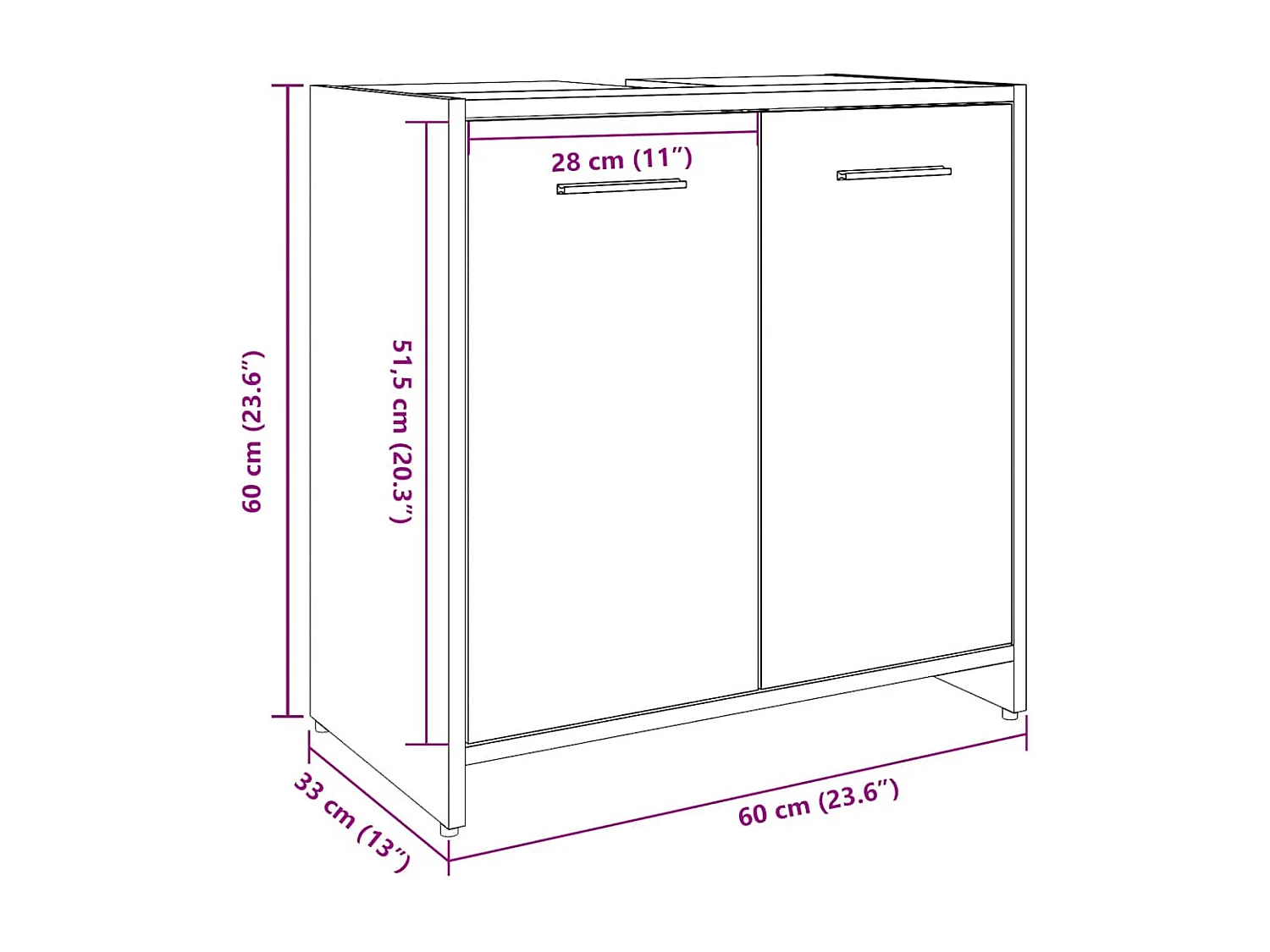 Armoire lavabo de salle de bain gris béton 60x33x60 cm