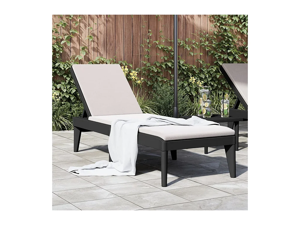 Chaise longue antraciet 186x60x29 cm PP