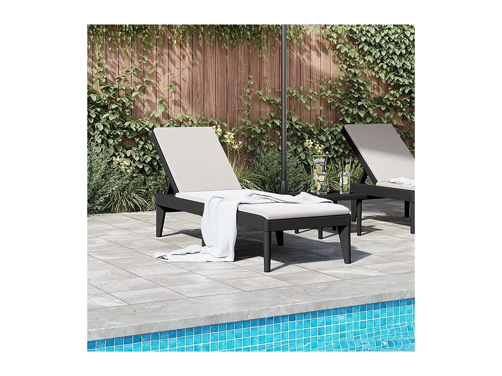 Chaise longue antraciet 186x60x29 cm PP