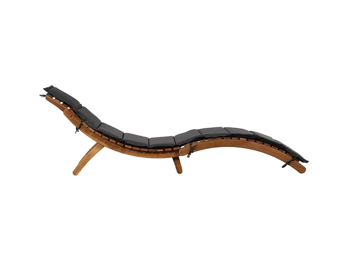 Chaise longue con cojín Madera maciza de acacia Gris oscuro