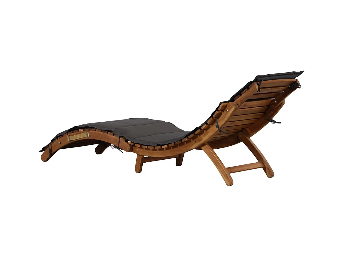 Chaise longue con cojín Madera maciza de acacia Gris oscuro