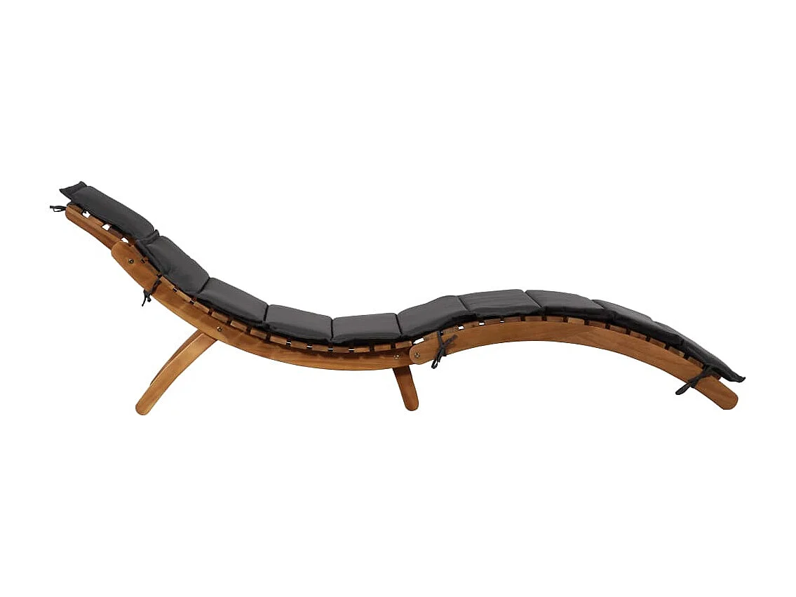 Chaise longue con cuscino Legno massello di acacia Grigio scuro