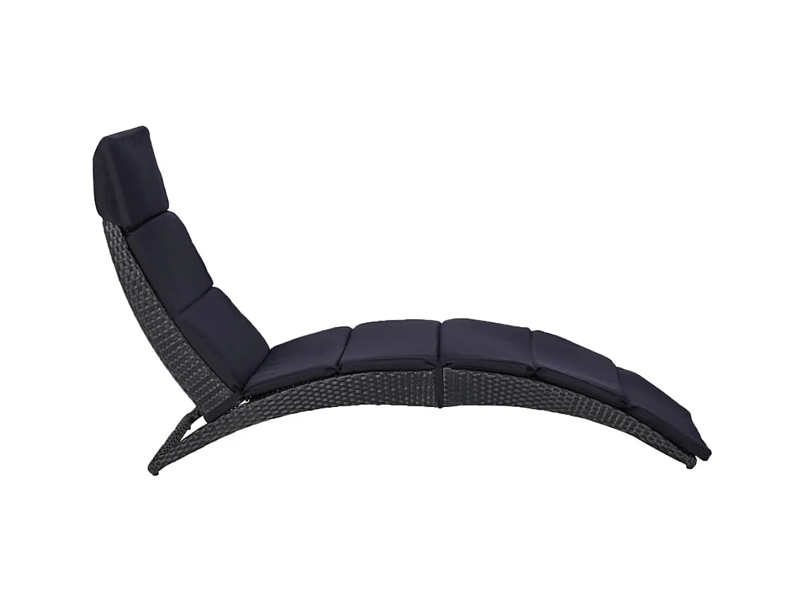 Transat avec coussin Résine tressée Noir