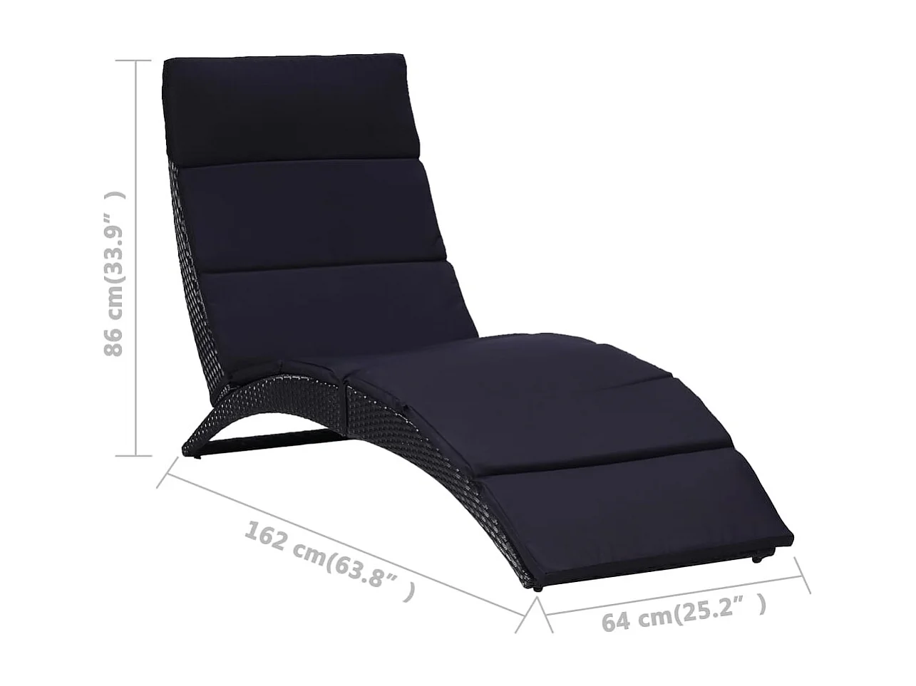 Transat avec coussin Résine tressée Noir