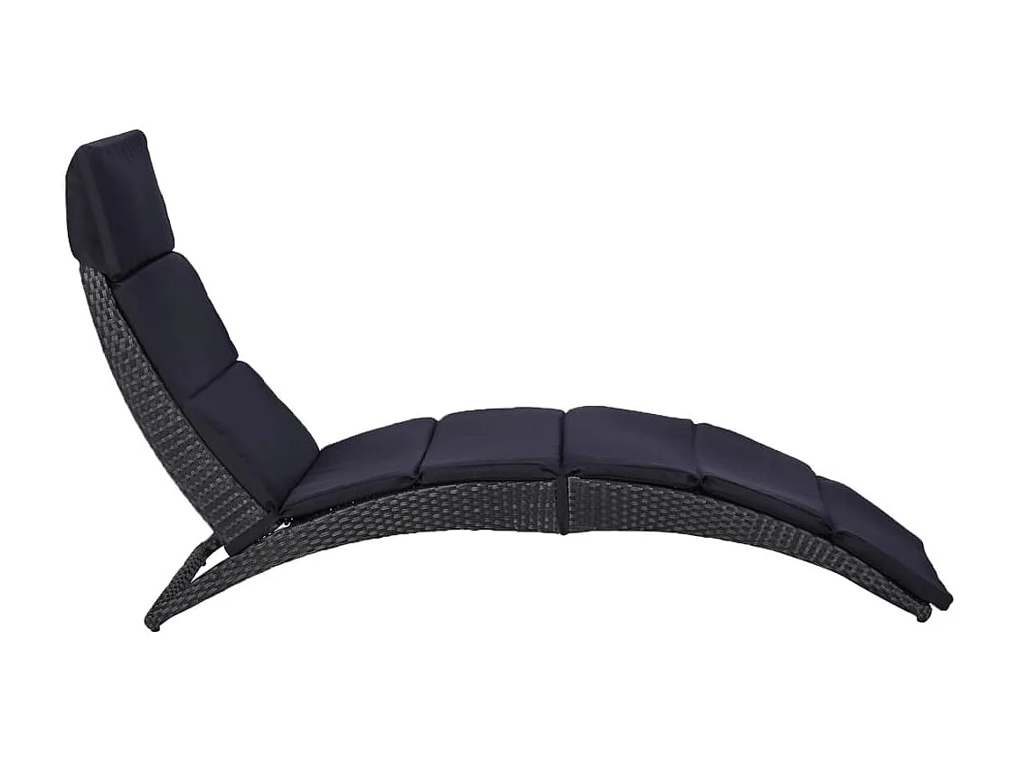 Transat avec coussin Résine tressée Noir