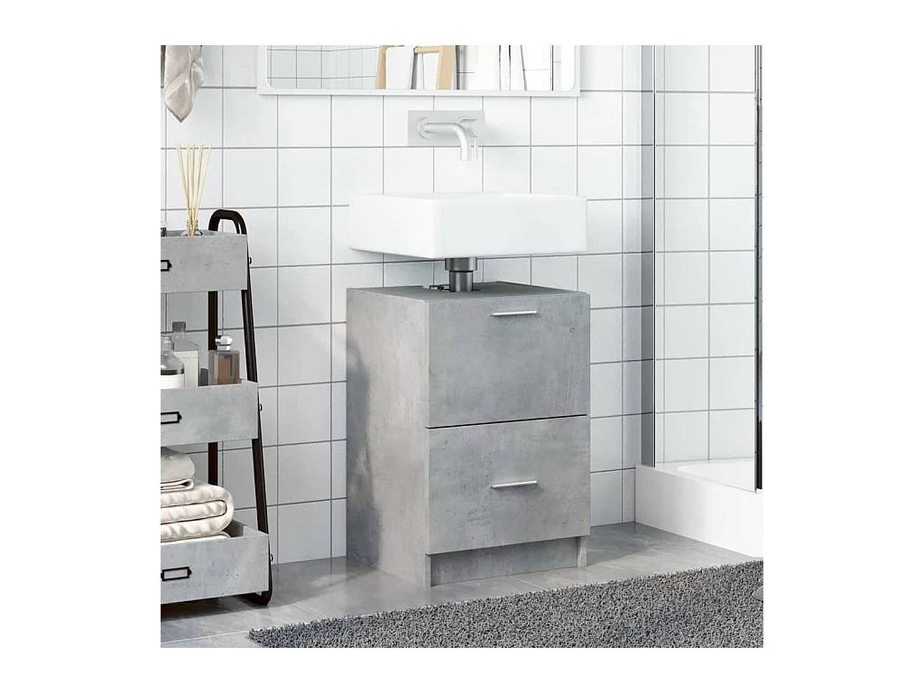 Betongrijze wastafelkast 40x37x59 cm bewerkt hout