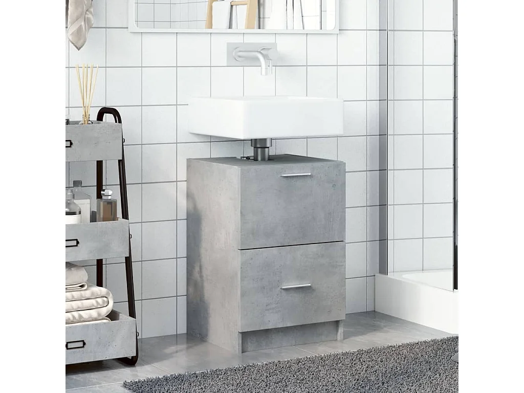 Mobile lavabo grigio cemento 40x37x59 cm in legno ingegnerizzato
